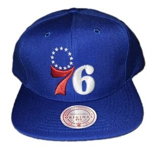 PHILADELPHIA 76ERS MITCHELL & NESS DAD HAT ADJUSTABLE NWT BLUE CLASSIC LOGO